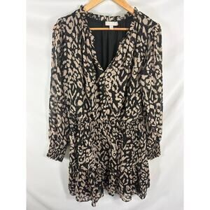 Chelsea28 Animal Print Long Sleeve V Neck Dress Size XL